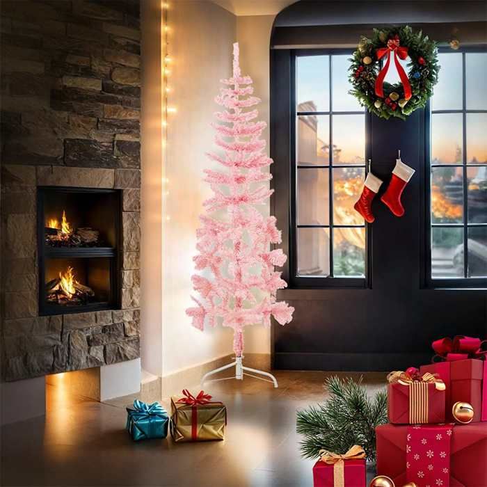 VidaXL Demi Sapin de Noël Artificiel Mince avec Support Arbre de Noël Décoration de Vacances Ornement de Noël Décoration de 344571