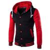 Men's Slim Fit Baseball Jacket Casual Sports Hooded Fleece Lined Button Pullover Sweatshirt With Pocket