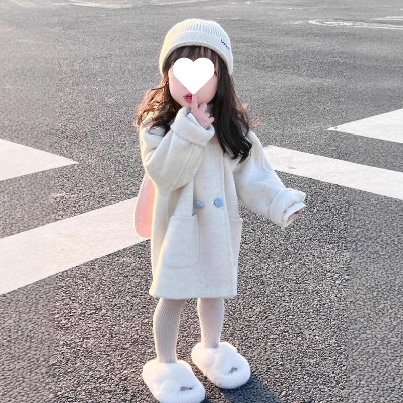 2025 Frühling/Herbst Mädchen Verdickter Wollmantel - Niedliches Hasendesign