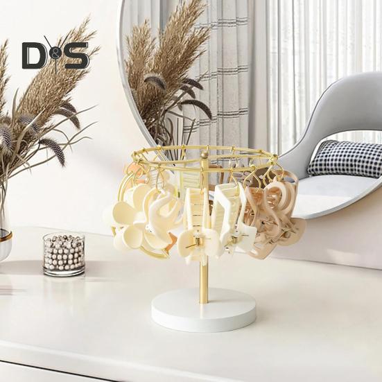 Suport pentru Clame de Păr cu 16 Cârlige Detașabile Bază Rotundă Instalare Ușoară Depozitare Accesorii de Păr Suport Bijuterii