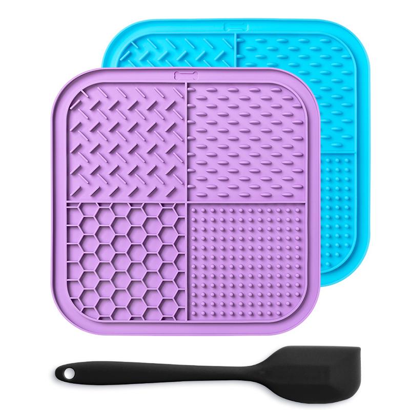 LMETJMA Lick Mat for Dogs and Cats Silicone Licking Mat with Suction Cups for Anxiety Relief Square Dog Slow Feeder Lick Pat