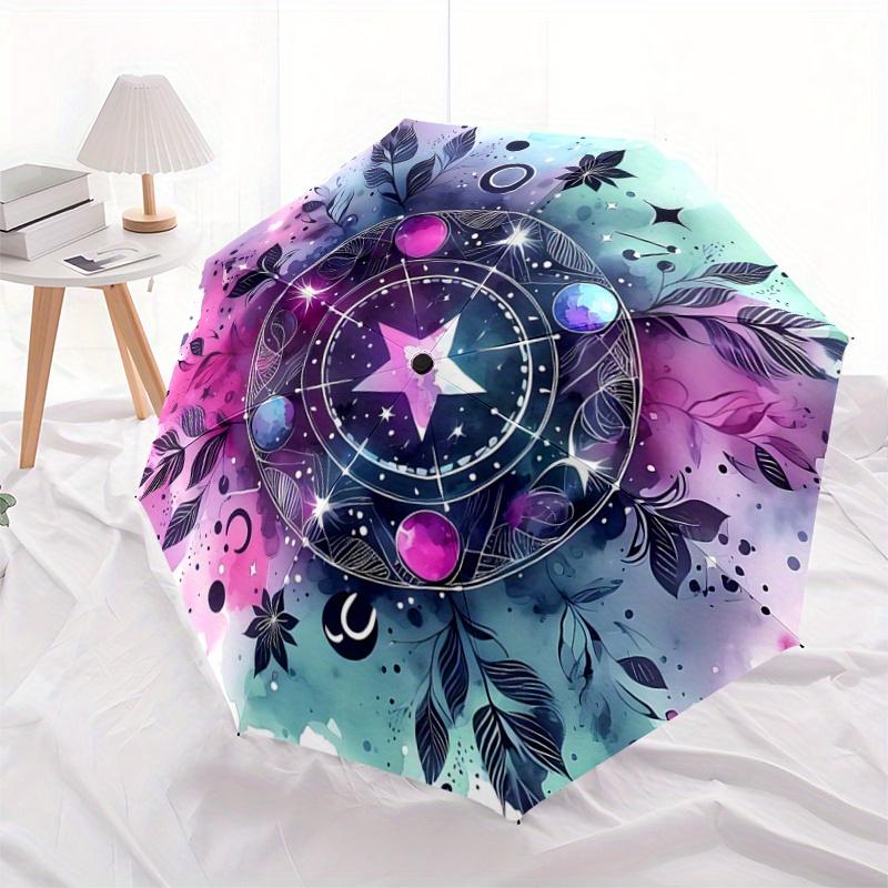 

1pc Enchanted Celestial Mandala Automatic Opening and Closing Umbrella, Lightweight 3-Fold, With Cute Cartoon Characters, Suitable for Home, Outd