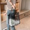Mesh Beach Bag, Cosmetic Pouch  Large Beach Tote with Zipper Pocket for Family Pool Bag for Toys & Vacation Essentials