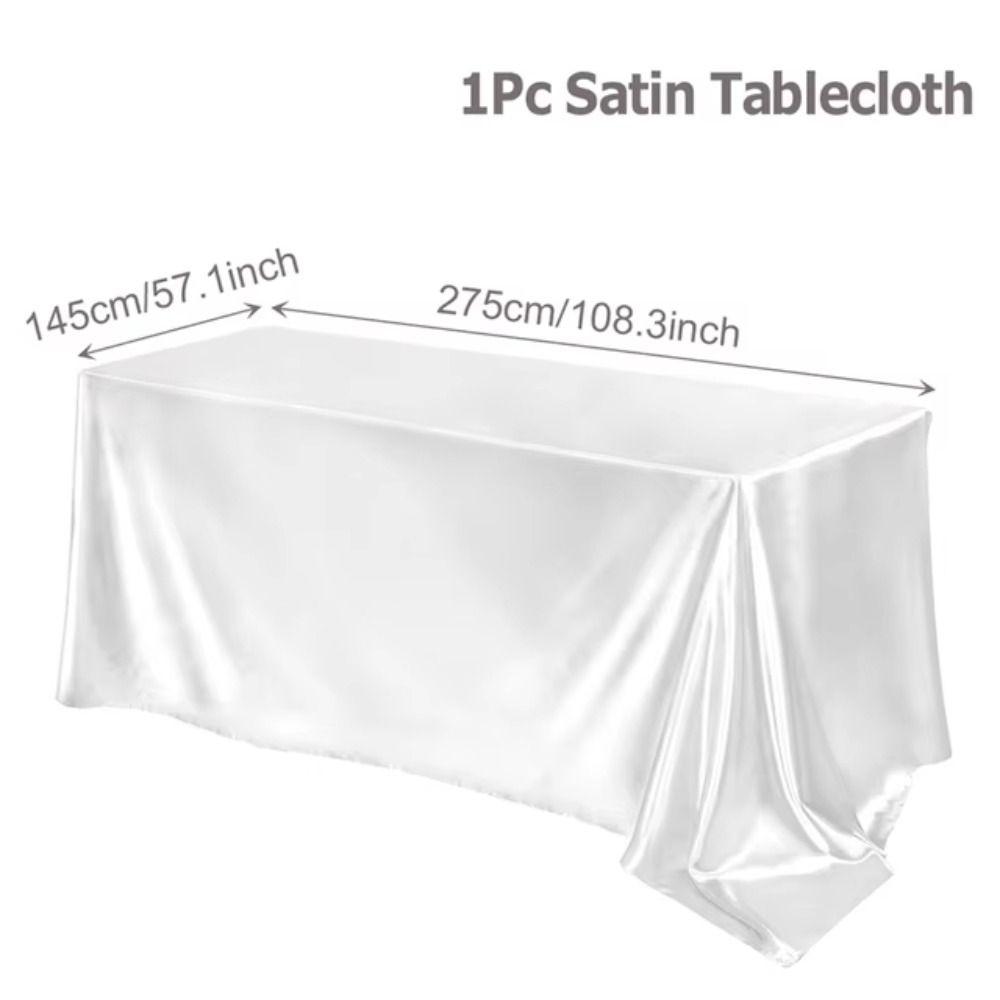 Wedding Party Supplies Satin Table Cloth White Pink Solid Color Table Cover Rectangle Tablecloth