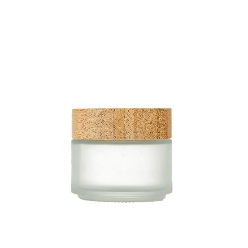 Frosted Glass Cream Jar with Bamboo Lid – 5-100g Sizes for Face & Eye Cream, 30g Empty Cosmetic Container