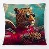 European Retro Vintage Royal Animals Portraits Leopard Panther Dog Cat Cushion Covers Sofa Pillowcase