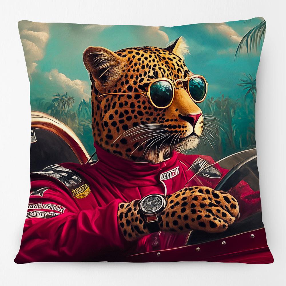 European Retro Vintage Royal Animals Portraits Leopard Panther Dog Cat Cushion Covers Sofa Pillowcase