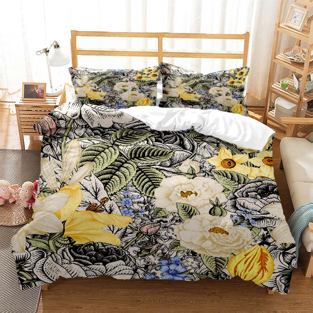 Plant Flowers Digital Print Polyester Bedding Sets Child Kids Covers Boys Bed Linen Set For Teens Bedding Set