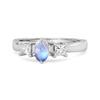 Moonstone Elegant Three Stone Ring - 925 Sterling Silver