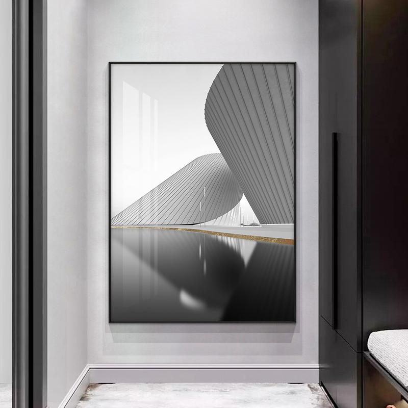 

Расширение пространства, украшение для крыльца, картина на холсте, современная абстрактная живопись, роскошный стиль, черно-белый декор коридора 70X100cm Unframed