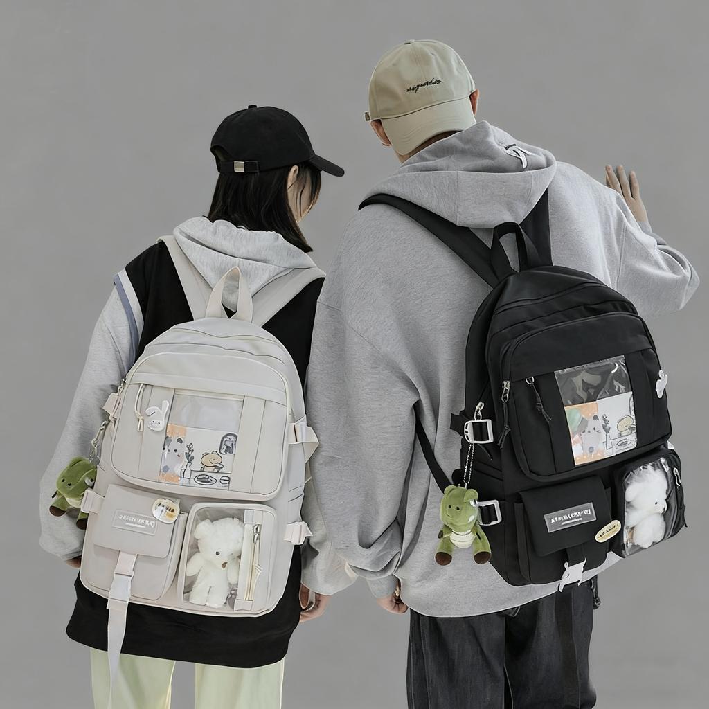 Ins women schoolbag high school student backpack girls' large-capacity backpack