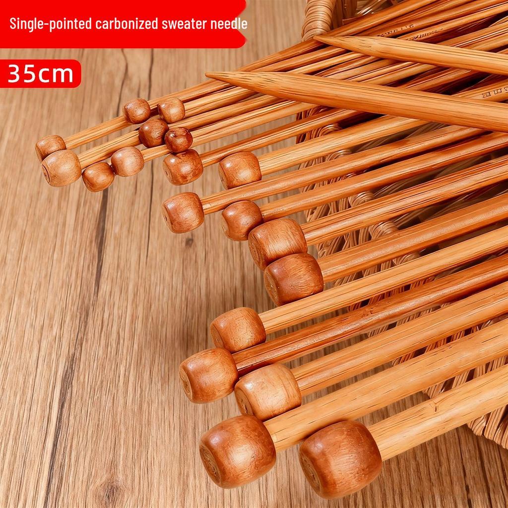 Carbonized Bamboo Straight Knitting Needles Set for Scarves and Sweaters