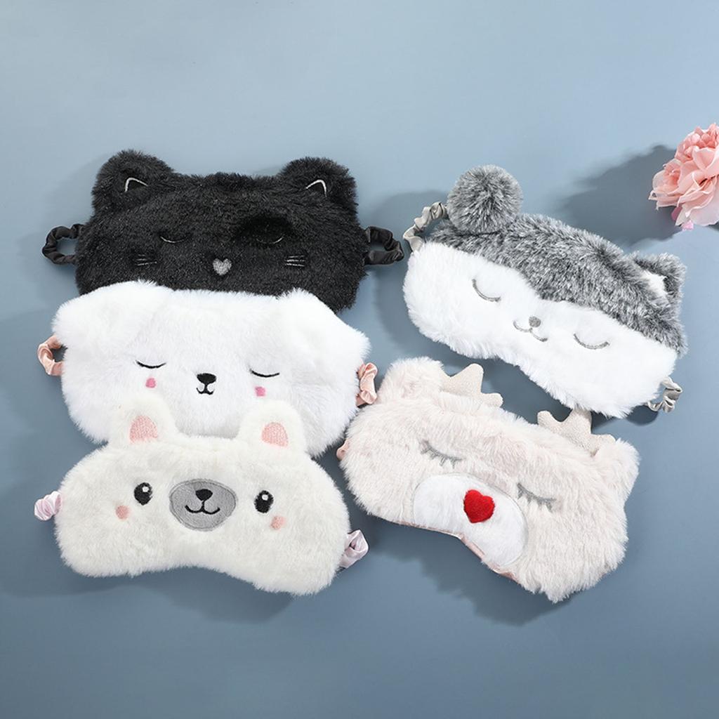 3D Cute Breathable Eye Mask Made from Natural Silk and Plush
