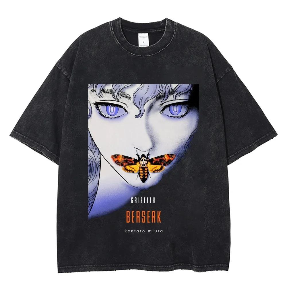 Berserk Brand of Sacrifice & Apostles Group Vintage Washed Double-Sided Anime T-Shirt, Unisex Dark Fantasy Manga Fan Streetwear Tee, 100% Cotton
