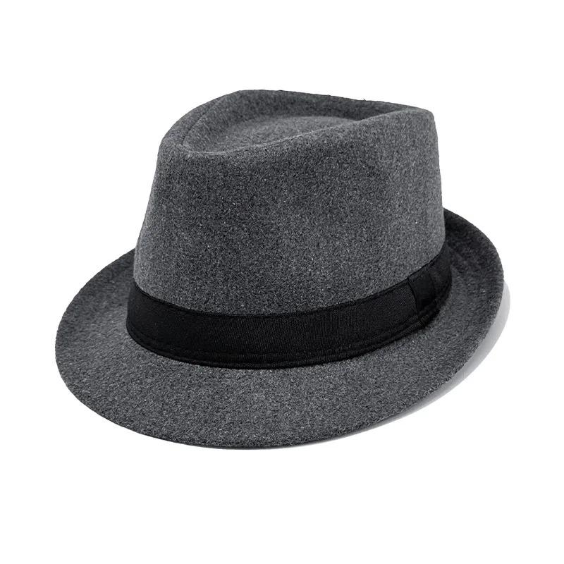 Men Winter Thick Warm Hats Gentleman Jazz Cap Classical Narrow Brim Top Hat Cold Weather Dress Hat