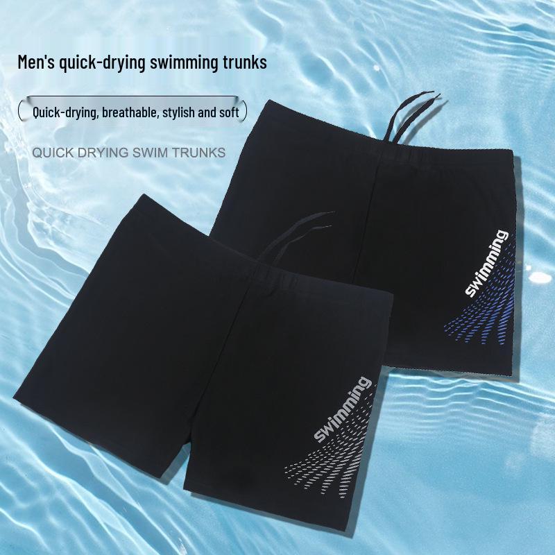 Men's 2024 Quick-Drying Flat-Leg Swim Trunks - Anti-Embarrassment, Printed, Breathable, Fashionable Style.