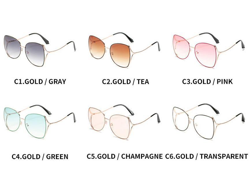 Women's Fashion Polygon Metal Sunglasses with Ocean Lens - New Trendy Design