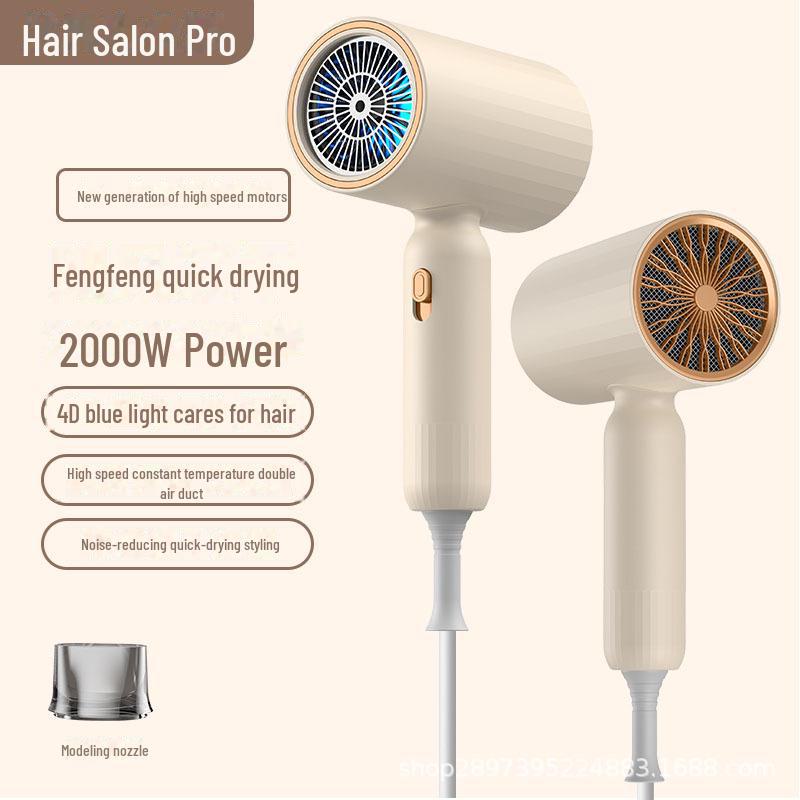 High-speed Hair Dryer with Strong Wind, Blue Light, and Hot/Cold Settings for Quick Drying, Ideal for Home or Salon Use