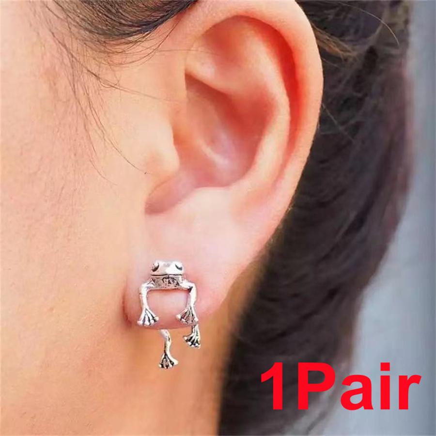 

Винтажные милые серьги-гвоздики в виде лягушки для женщин, готические животные, лягушка, кошка, пирсинг, задняя подвесная серьга, женские украшения для ушей, подарки