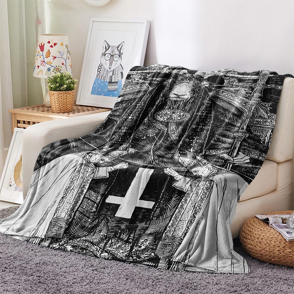 1PC Religion Print FlAannel Blanket, High quality Comfortable for All Seasons, Home Decor, Warmth and Comfort