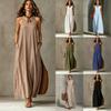 Women's Sleeveless Halter Neck Maxi Dress Loose Fit Solid Casual Long Dress