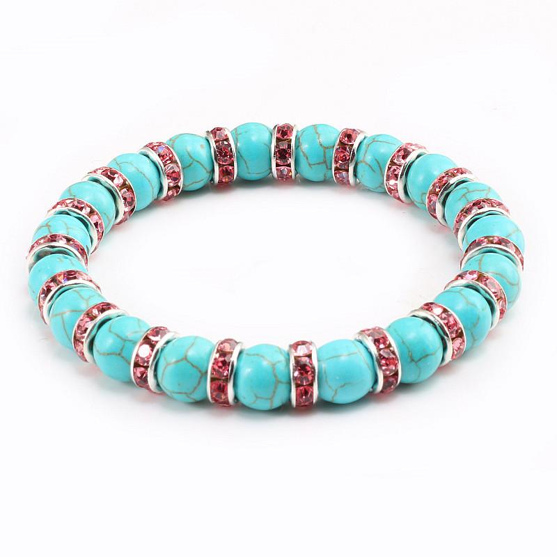 Blue Beaded Bracelet Charm Natural Stone Crystal Septa Stretch Women Bracelets & Bangles Fashion Yoga Jewelry Couple Gifts