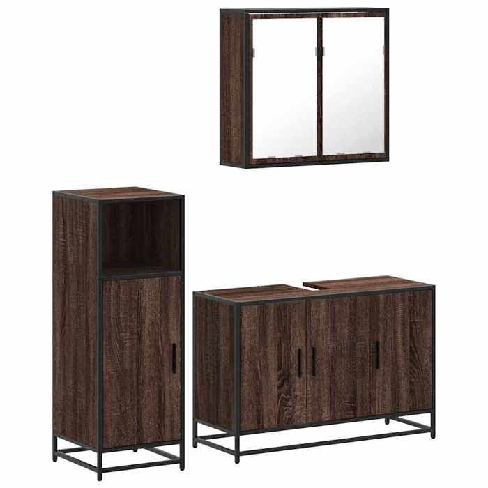 VidaXL Ensemble de meubles de salle de bain 3 pcs Chêne marron, armoire de salle de bain, placard de salle de bain, meuble 3300954