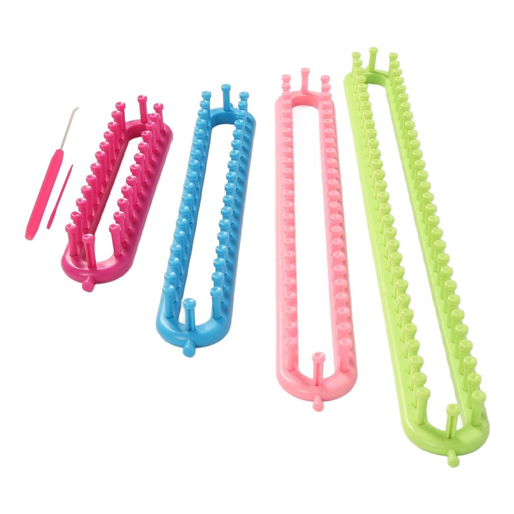 6pcs Long Knitting Loom Set Rectangle Plastic Weaving Looms Set Knitting Loom Set with Hook Needle