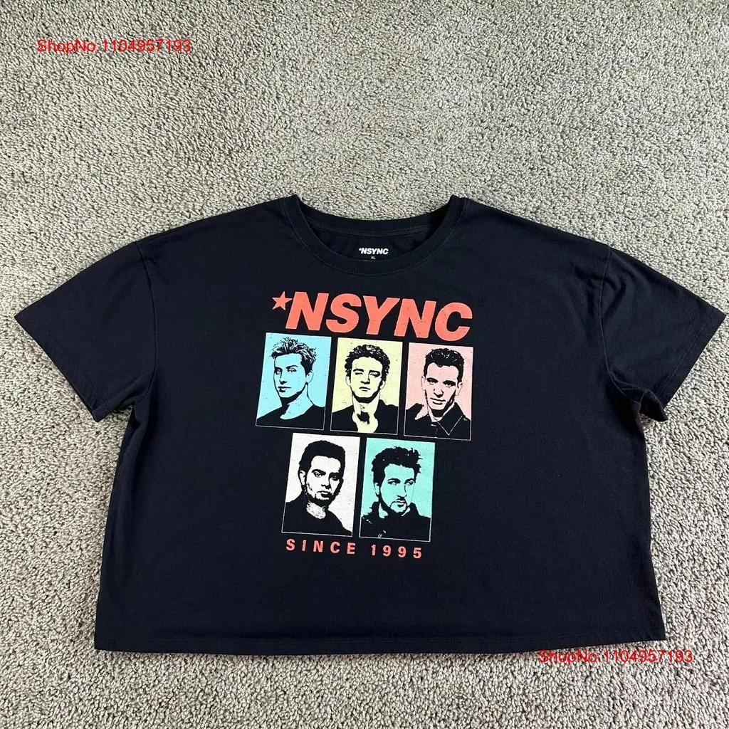 Nsync T Shirt Womens Extra Large Black Cropped Justin Lance Band Cast vintage Washed Unisex streetwear Stylish homme graphic