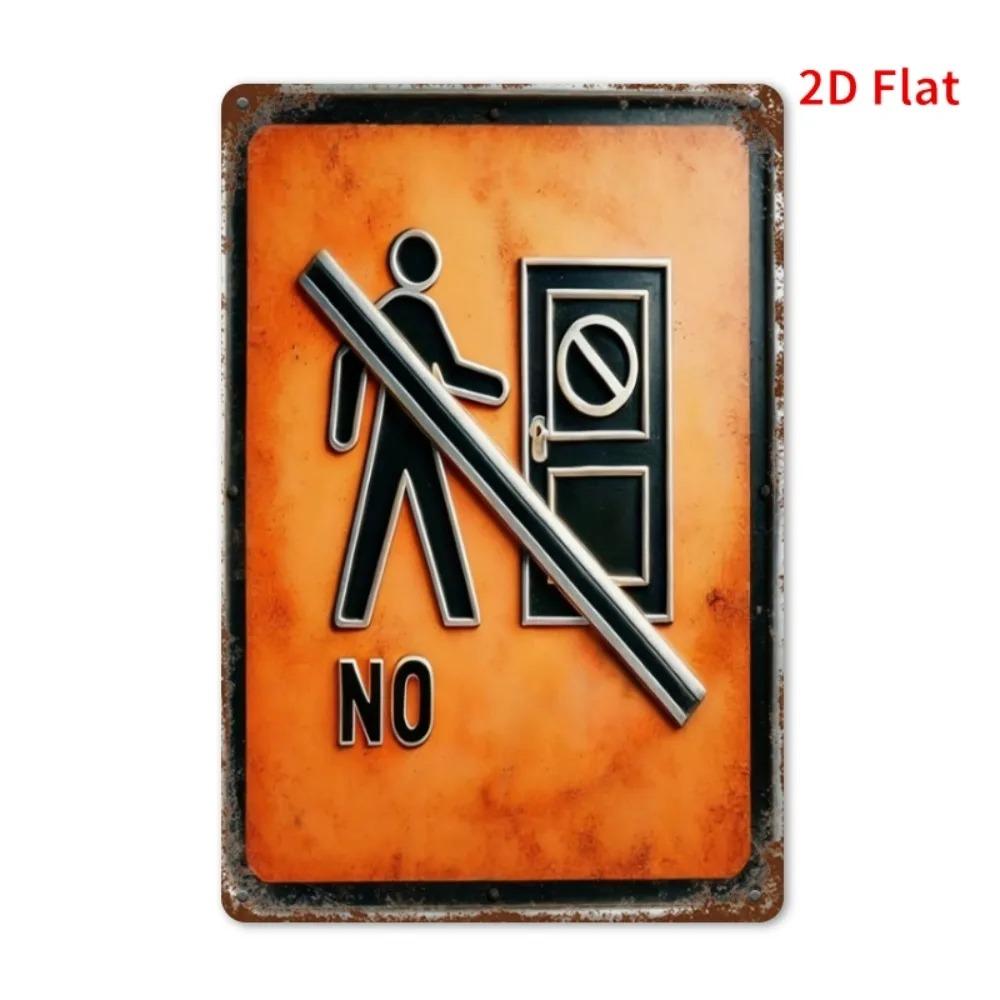 Vintage Metal Sign No Entry Retro Bar Wall Art Cafe Decor Rustic Cottage Garden Outdoor Plaque 20x30 cm