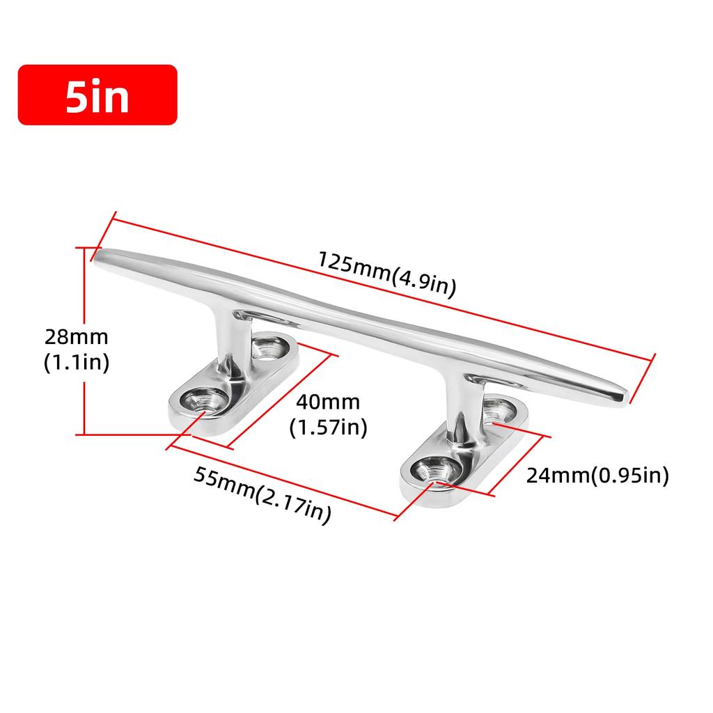 5" 6" 8" 10" 12" Stainless Steel Mirror Finish Heavy Duty Boat Hollow Base Cleat Circular Bolt Marine Marine Yacht Accessories