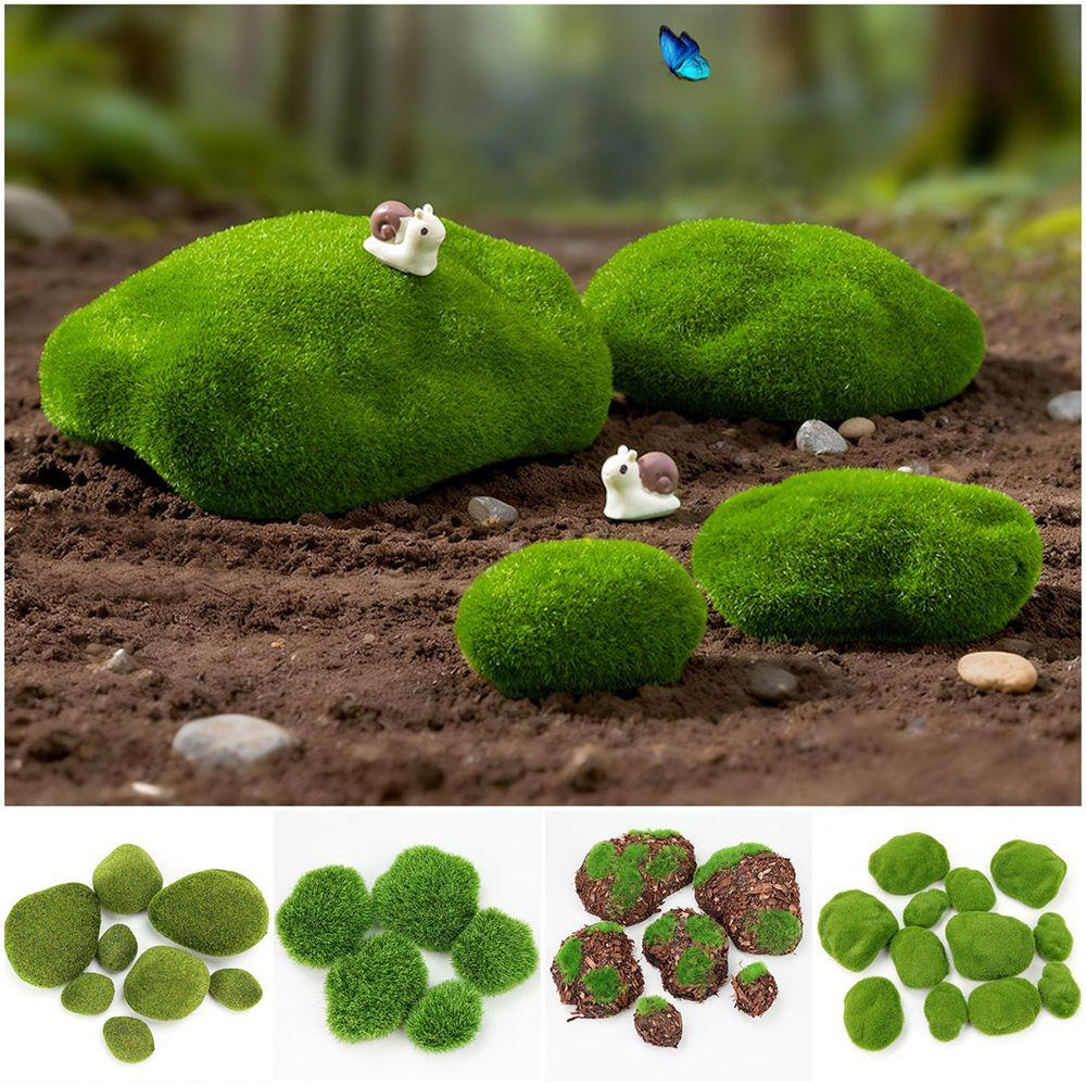 2/4/6/10PCS Flocking Foam Artificial Moss Rocks Micro Landscape Miniature Figurine  Landscape Making