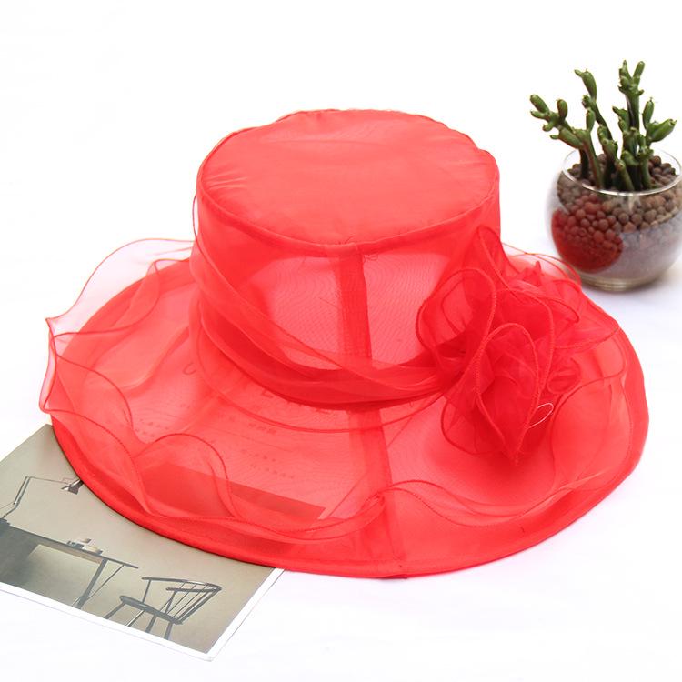 Veil Edge Sun Hat Ladies Summer Flower Organza Top Hat Beach Uv Protection Sun Hat