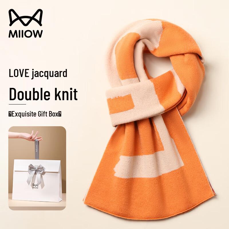 

MiiOW Women s Double-Sided Jacquard Cashmere Blend Scarf