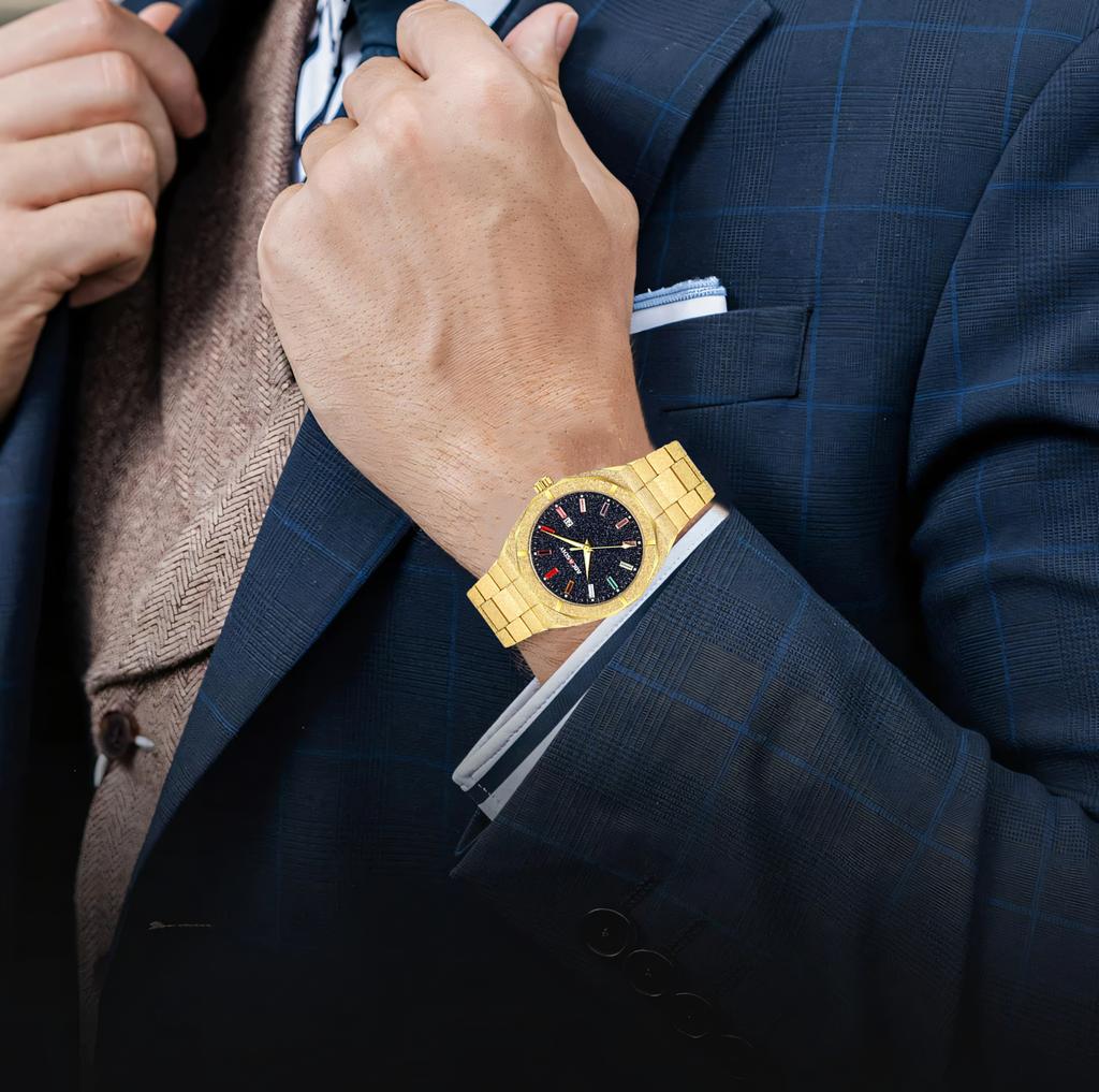 AOCASDIY Luxury Business Men Watches Stainless Steel Quartz Wristwatches Auto Date Male Clock with Luminous Hands