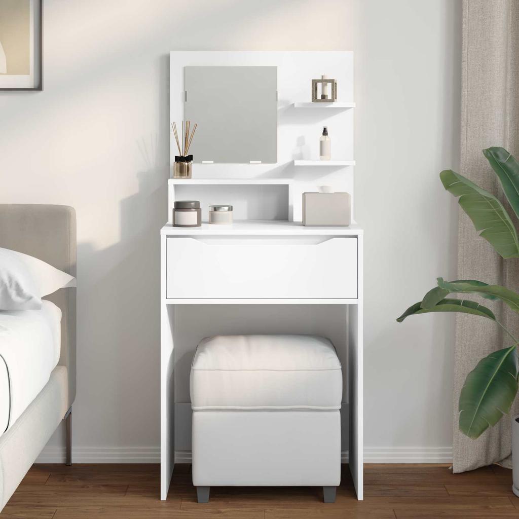 Bedroom Dressing Table with Shelf White 80 x 39.6 x 135 cm