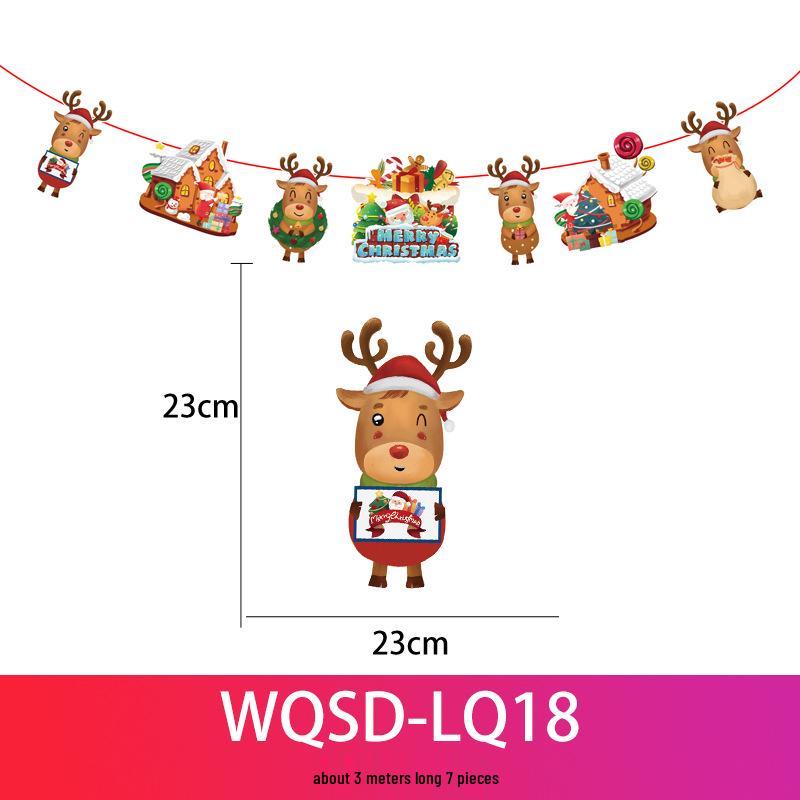 24 Christmas Cartoon Store Paper Bunting Flags for Festive Atmosphere