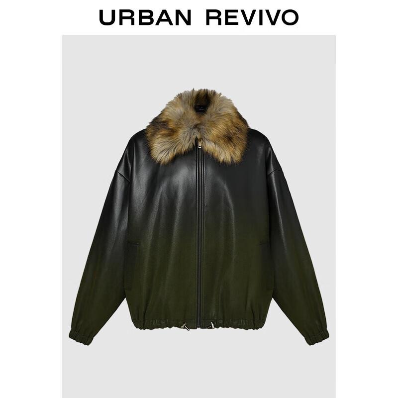 Men s Retro Fur Collar Gradient Winter Jacket M