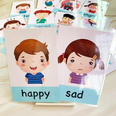 Baby Emotion Learning Card Cartoon English Cards Kids Learning Toys Vzdělávací hračky pro děti