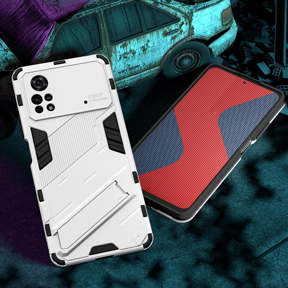 

Противоударный защитный чехол KEYSION для Xiaomi POCO X4 Pro 5G, силиконовый + подставка для ПК, задняя крышка для телефона POCO M4 Pro 4G for POCO X4 Pro 5G белый