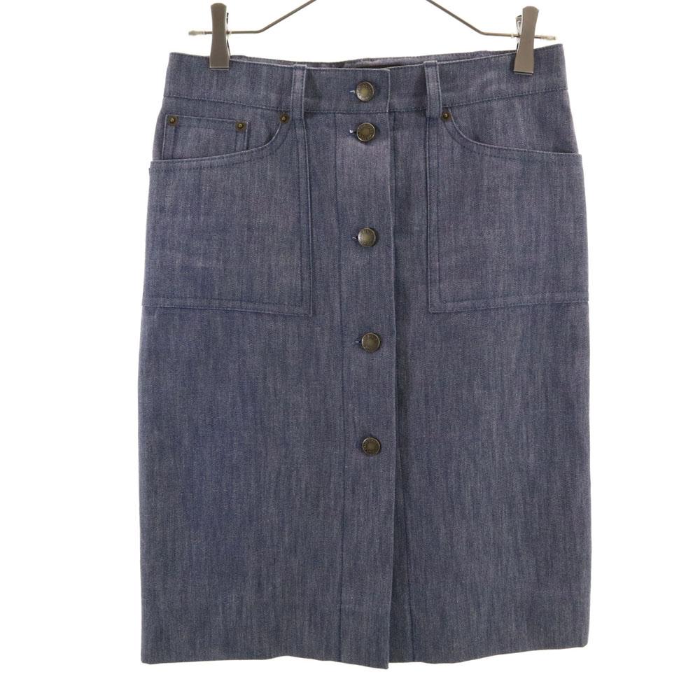 LOUIS VUITTON Made in France Midi length Denim skirt 36 Navy Women Used