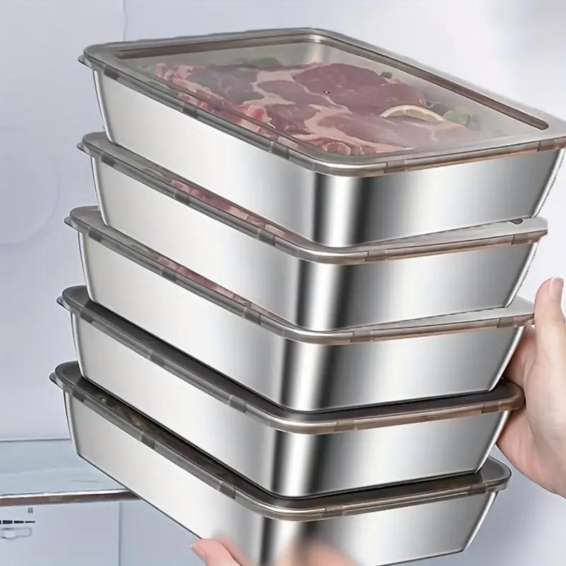 Stainless Steel Food Storage Container Set Stackable Container with Sealed Lids for Meal Preparation and Kitchen Organization