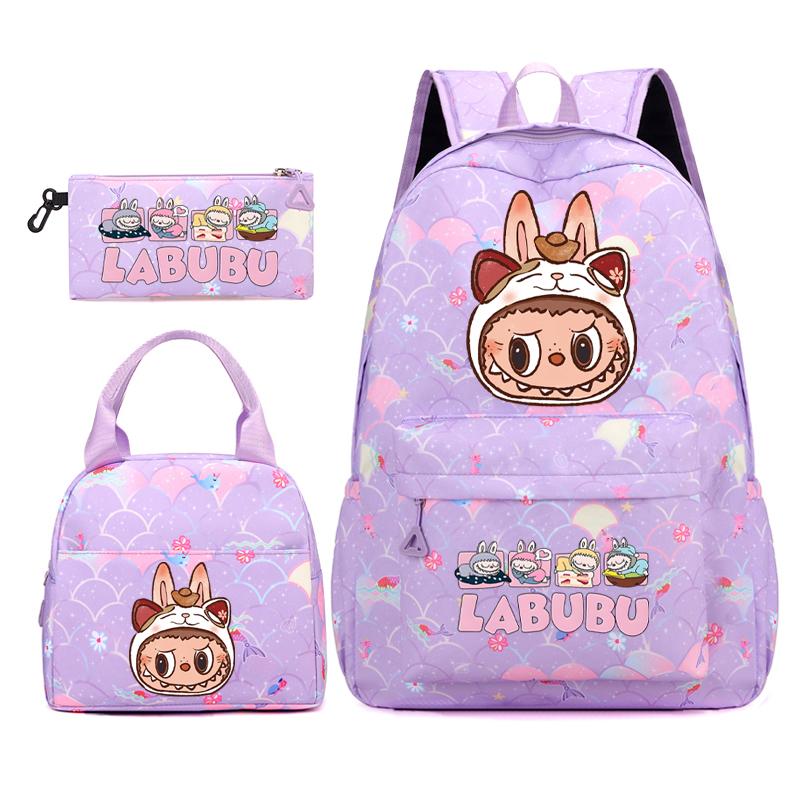 3Pcs/set Backpack for Girl School Teen Student Knapsack Women Rucksack with Lunch Bags Pencil Bag Fish Scale Style Bags