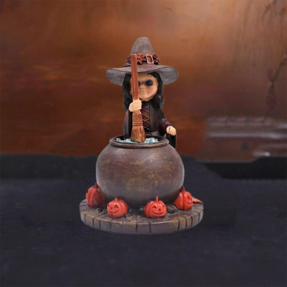 Scary Halloween Pumpkin Witch Statues Resin Happy Halloween Decoration  Halloween Party Decorations