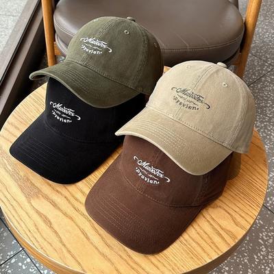 Embroidered Letter Baseball Cap for Female Birthday  Wide Brimmed  Slimming  Soft Top Hat Pure Cotton  Versatile  Baseball Cap for Male