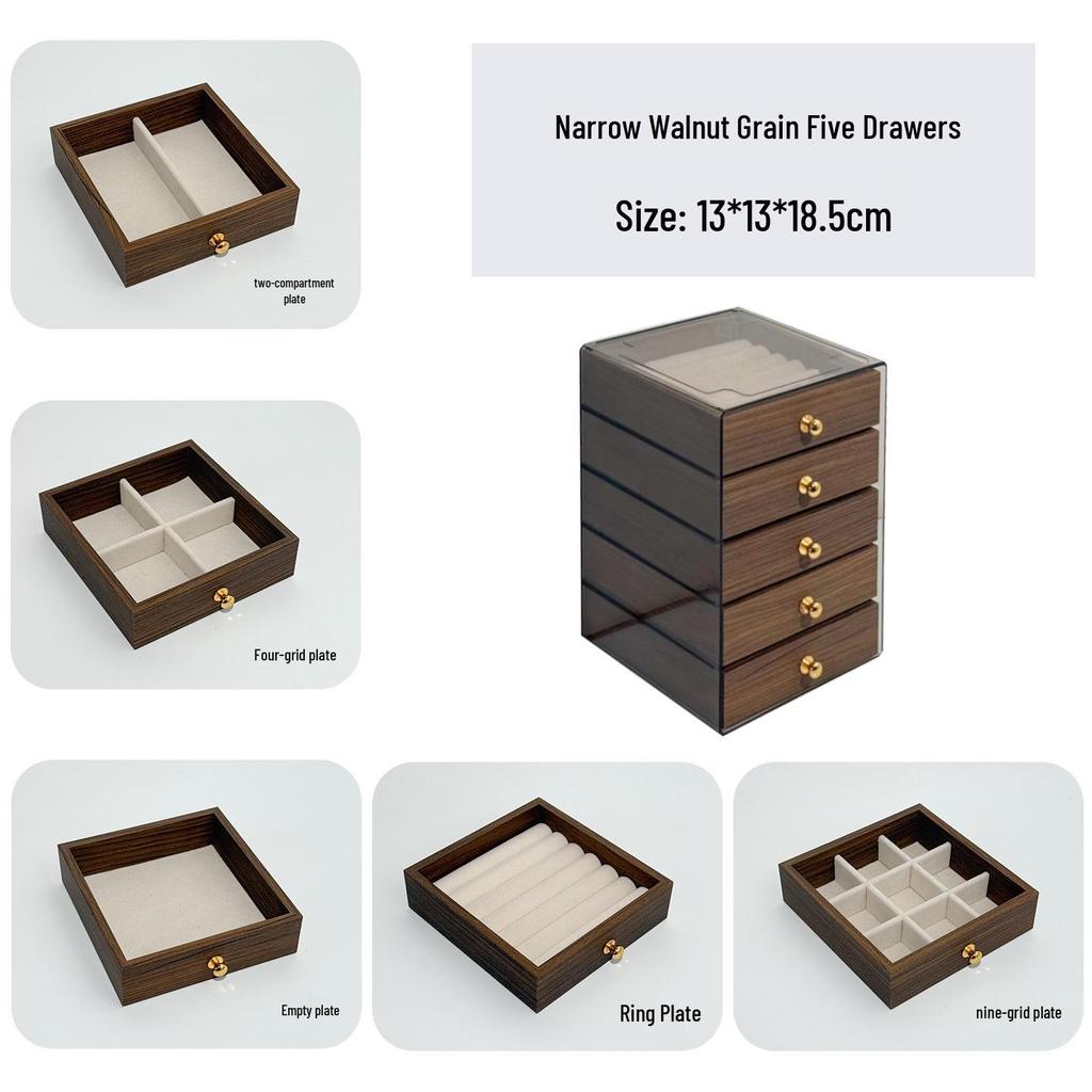 Retro Walnut Wood Jewelry Box: Organizer for Earrings, Rings, Bracelets, and Necklaces