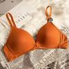 Women's Simple Triangle Cup Deep V Neck Seamless Push Up Bra for Small Bust Smooth Surface Wireless Lightweight Style