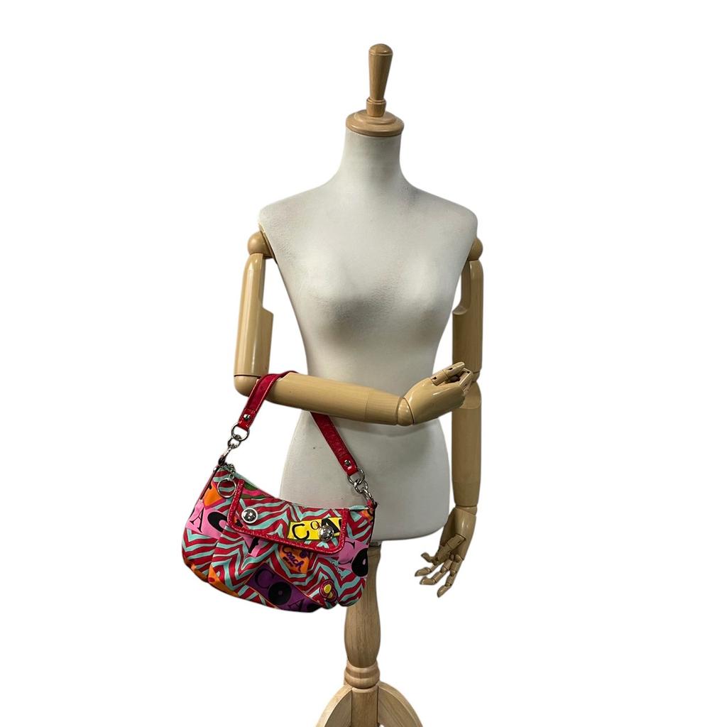 Used COACH 2-Way Shoulder Bag / One-Shoulder Bag Poppy GroovyShoulder Bag multicolor/Red Nylon/enamel Women