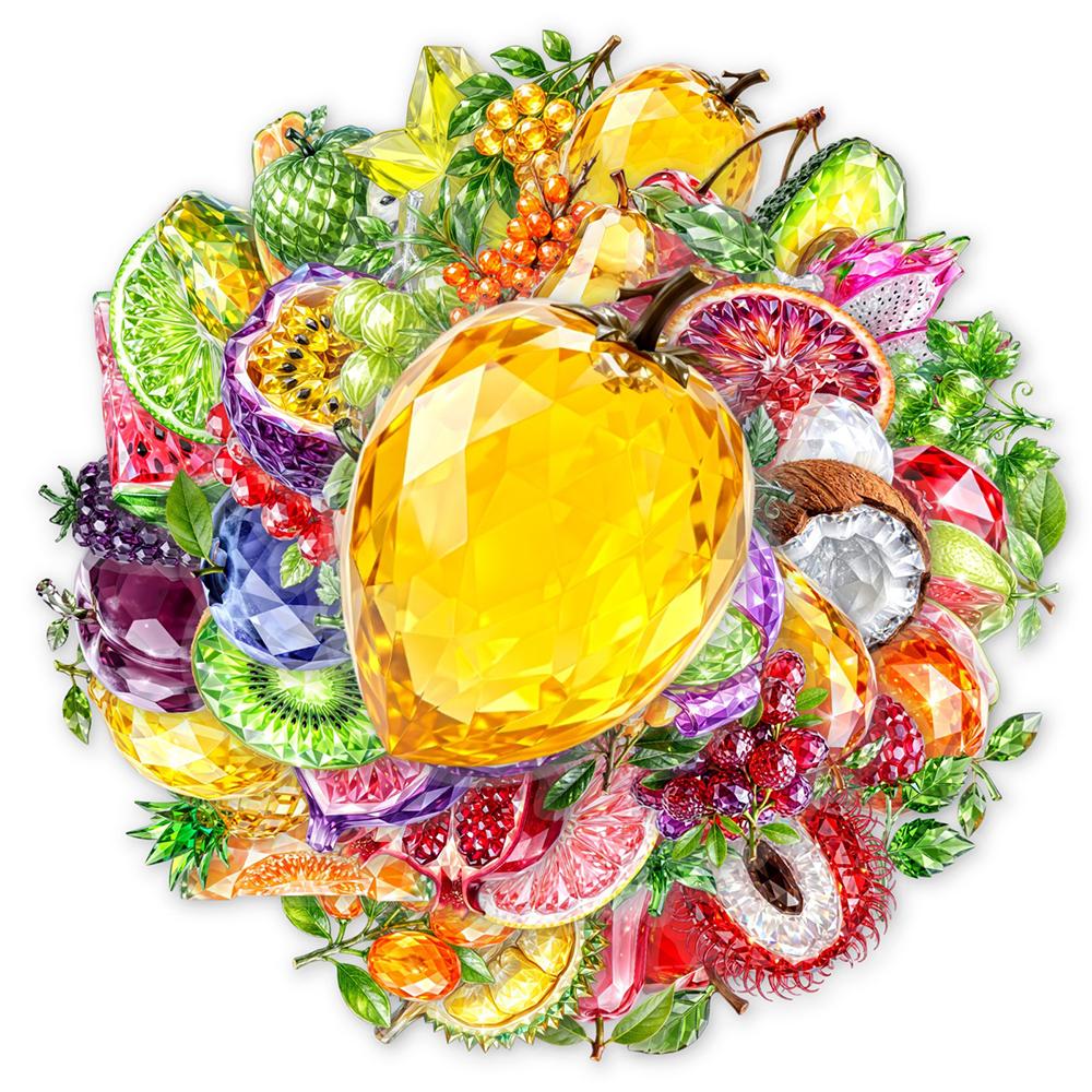 10/30/50PCS Glass Crystal Style Fruit Stickers Waterproof DIY Phone Laptop Luggage Cute Graffiti Decals Toys Gifts