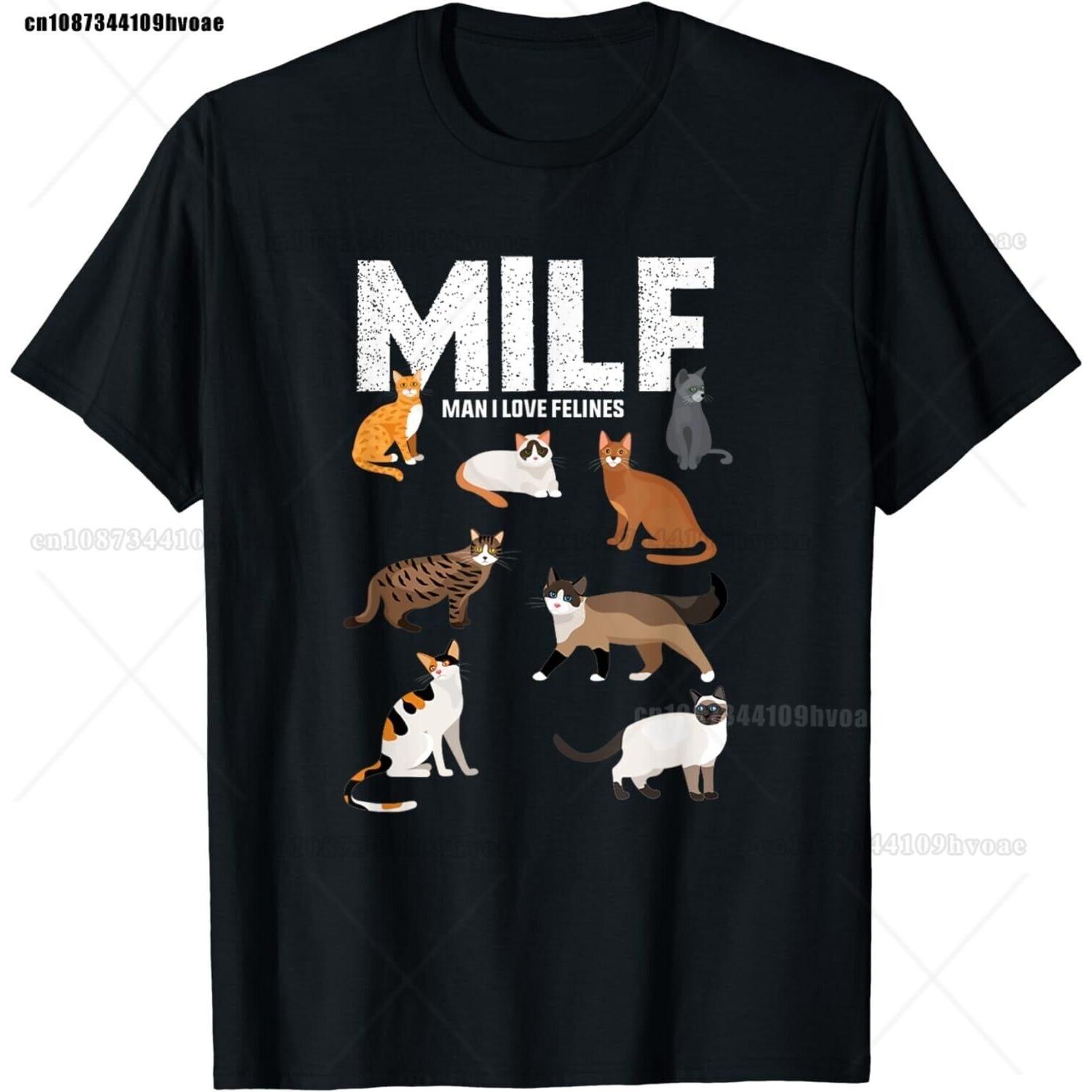 Смешная MILF Я Люблю Кошек Цитата для Любителей Кошек Подарок Унисекс Футболка M
